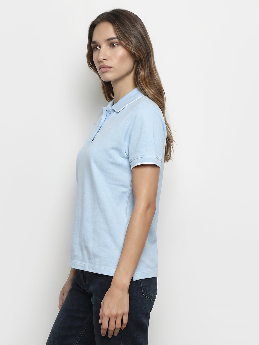 Women Sky Blue Polo T-Shirt
