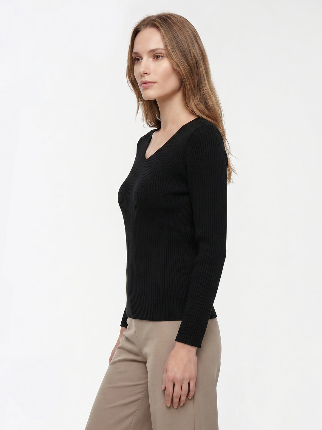 Women Black Flat Knit