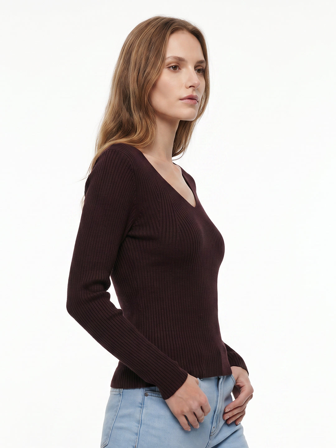 Women Wine Flat Knit
