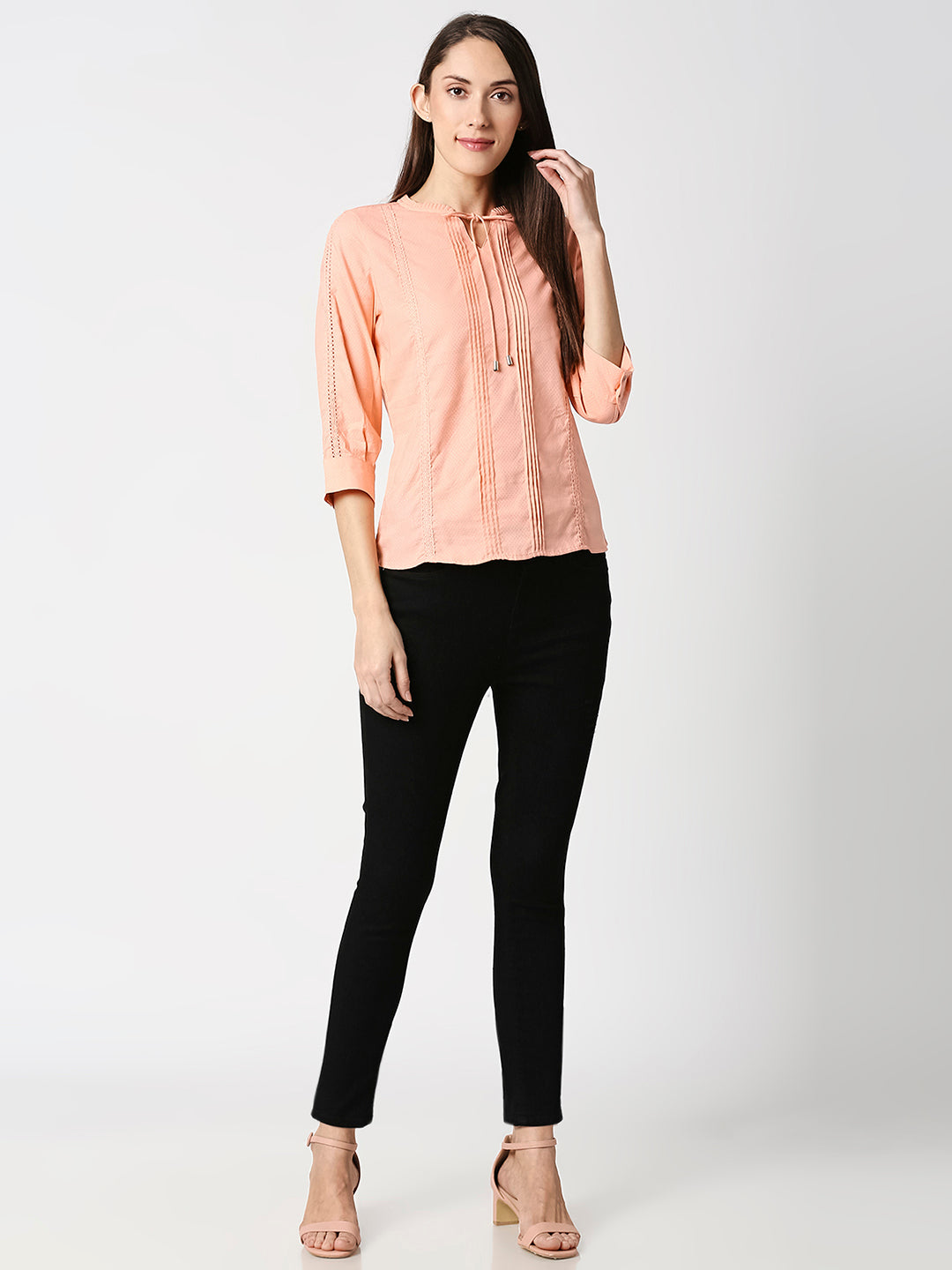 Women Salmon Slim Top