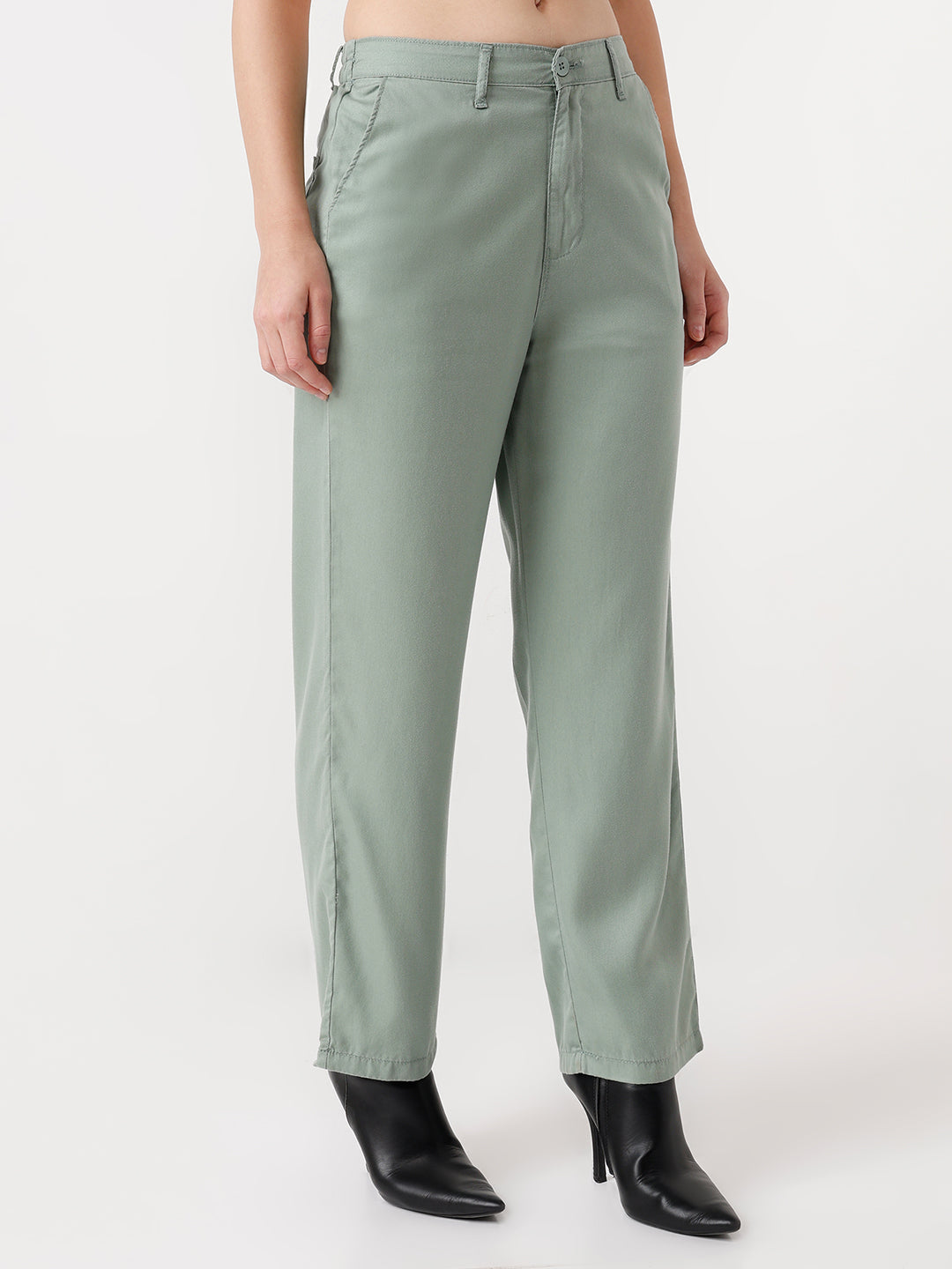Women High-Rise Loose Straight Fit Korean Pants