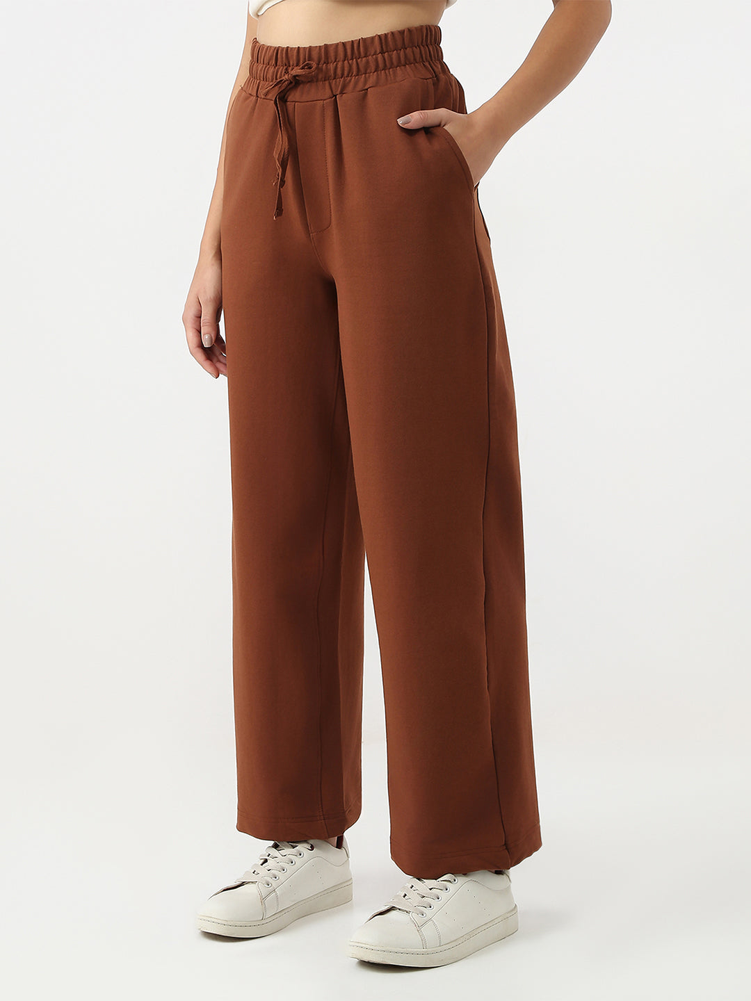 Women Sepia High-Rise Loose Fit Trousers