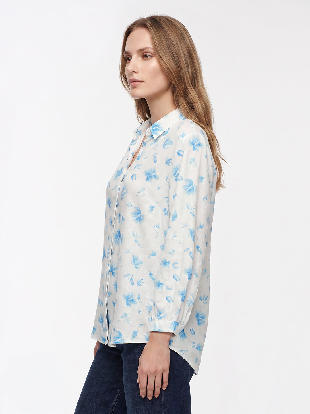 Women Blue Floral Shirt