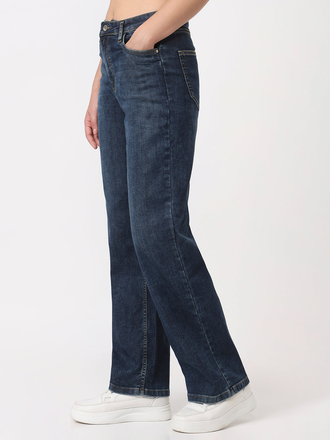 Women Blue High-Rise Straight Fit Jeans