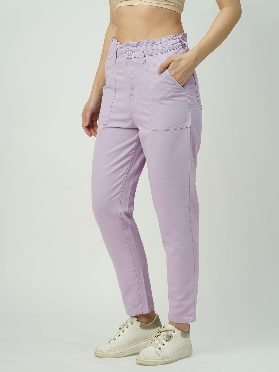 Women Lilac High-Rise Baggy Fit Jeans