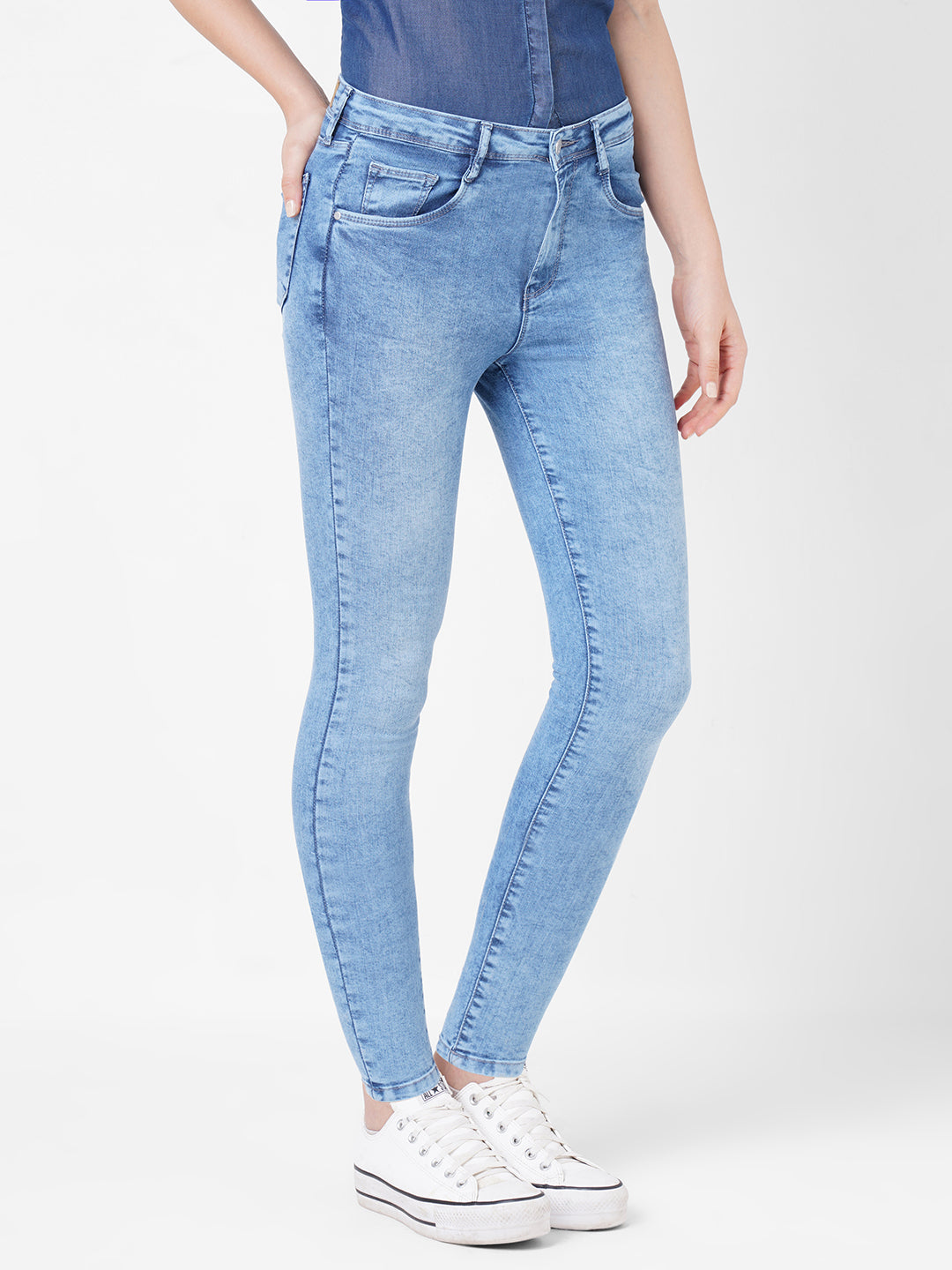 Women Light Blue High-Rise Skinny Jeans