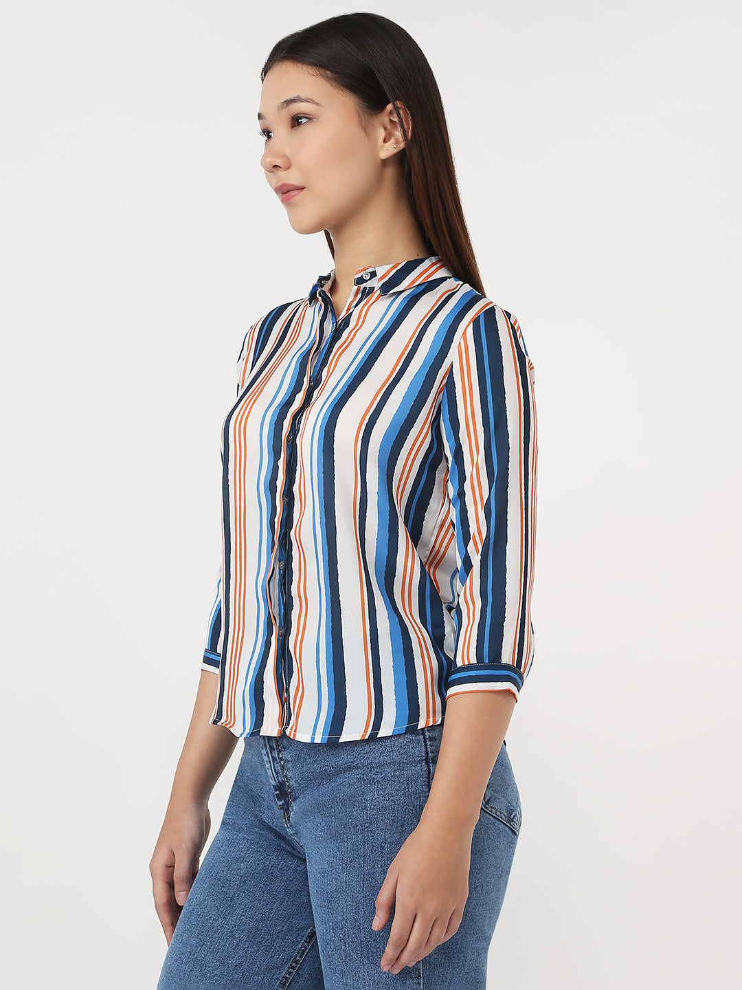 Women Multi Slim Stripe Shirt