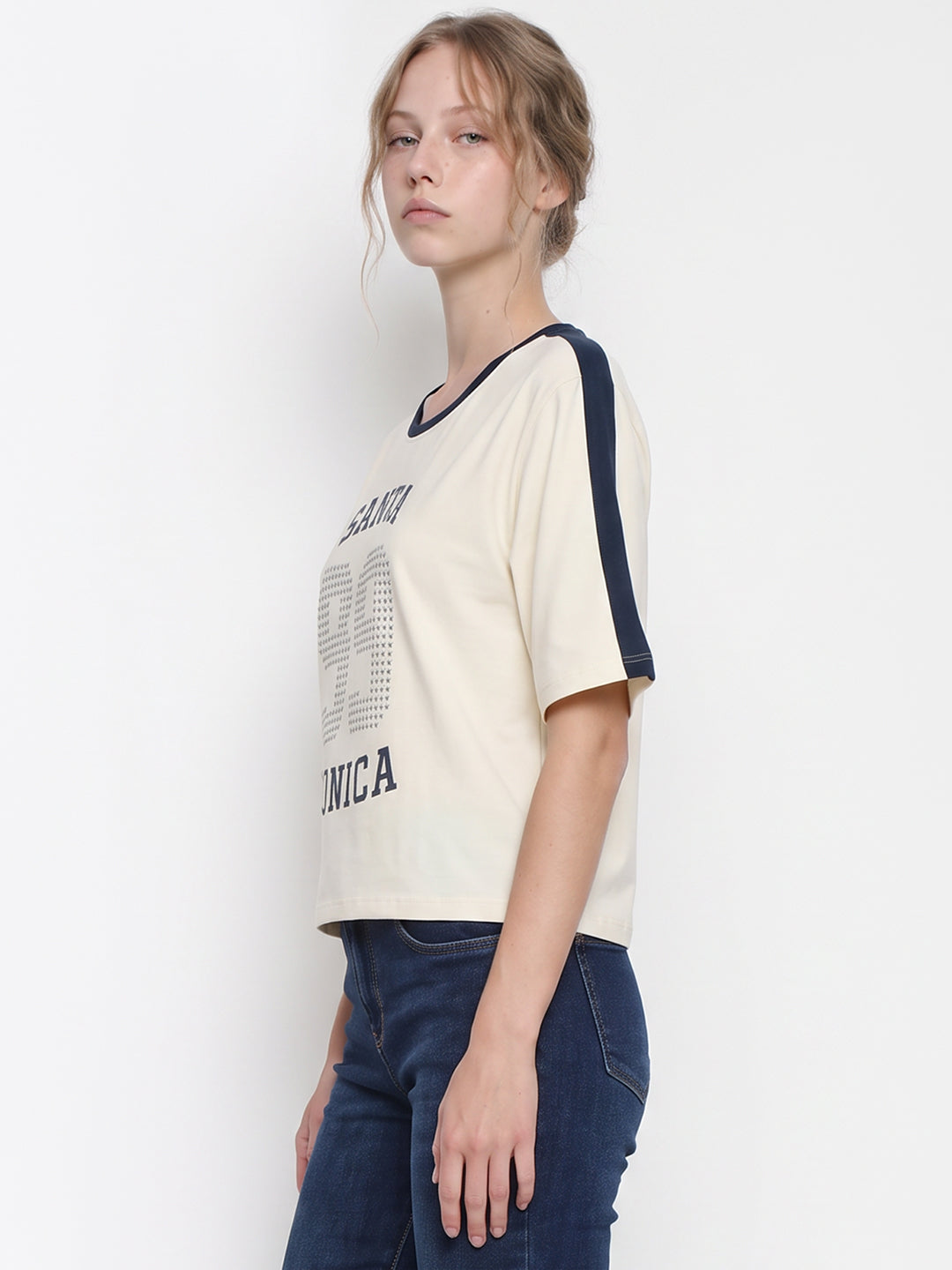 Ivory Graphic Crop Genz Tees