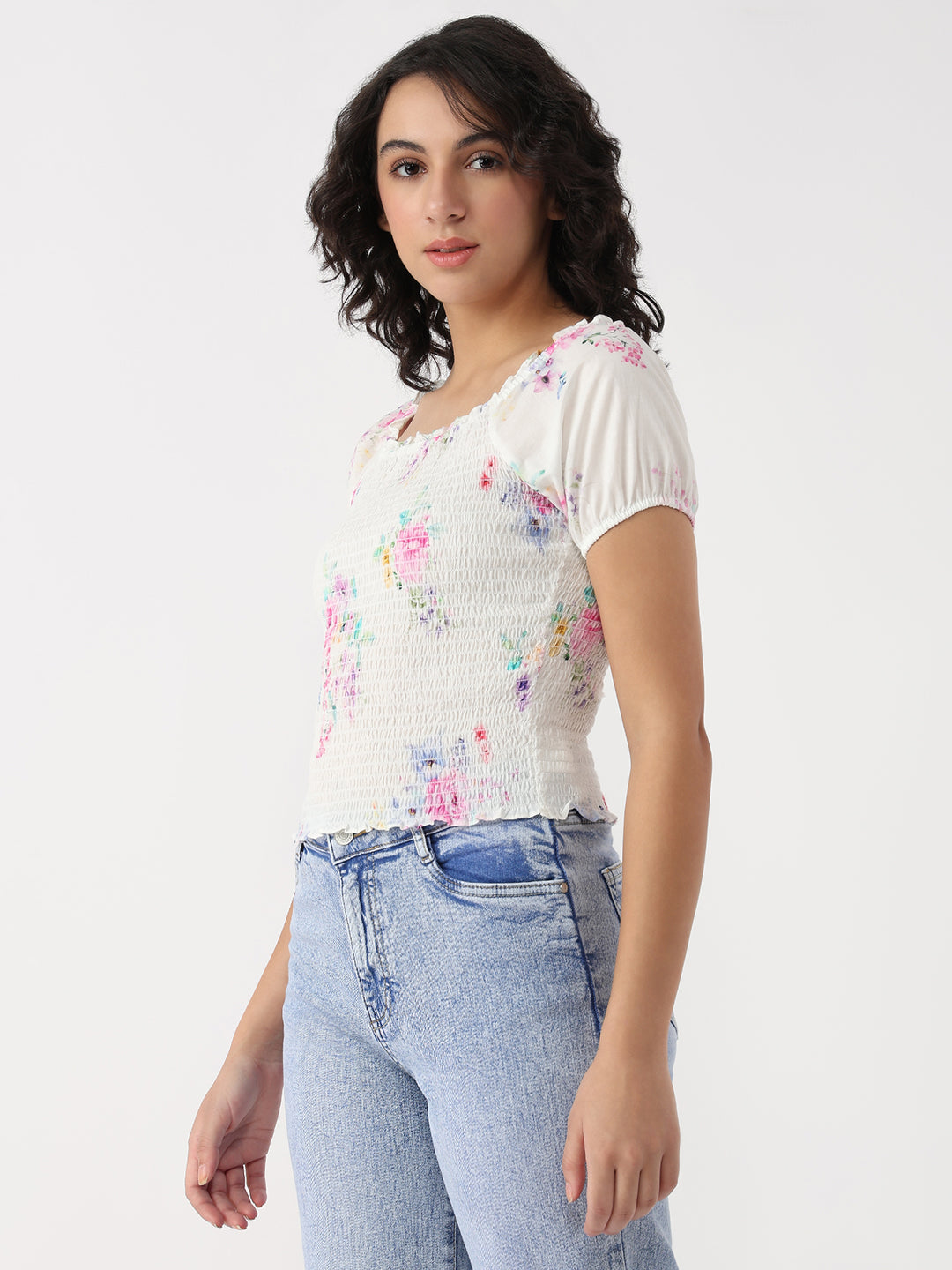 Women Floral Print Slim Top