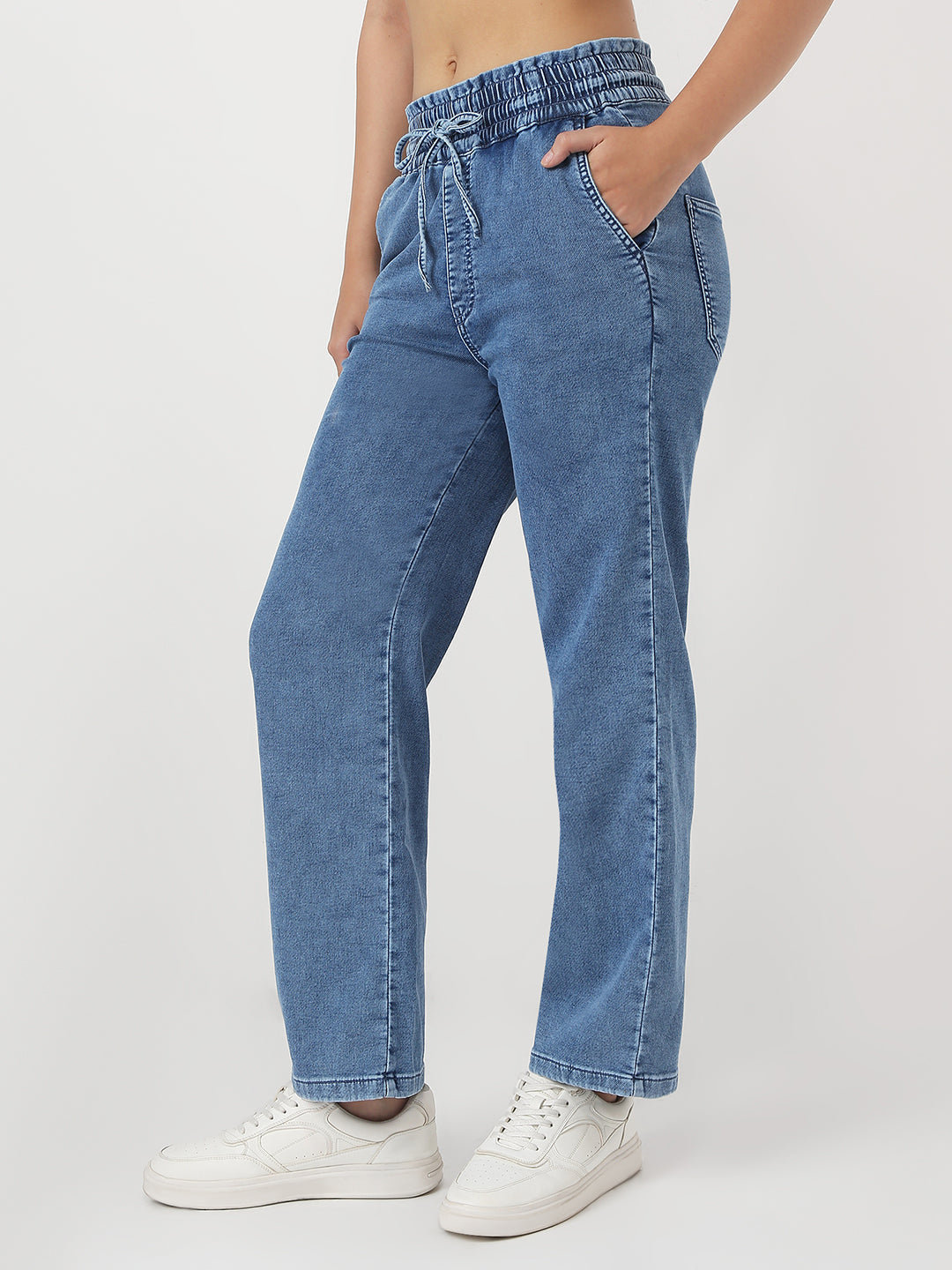 Women Dark Blue Denim Joggers