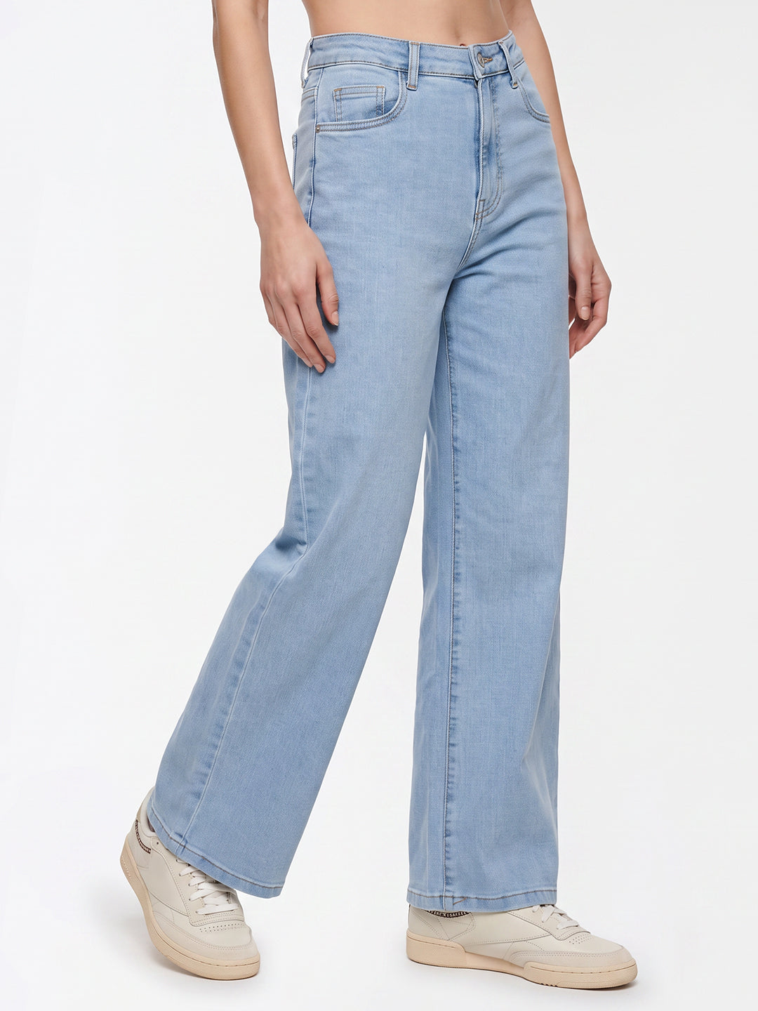 Women Light Blue High-Rise Straight Fit Jeans