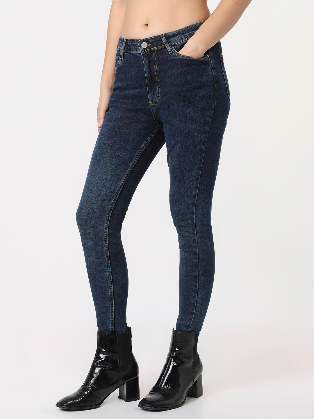 Women Dark Blue High-Rise Skinny Jeans