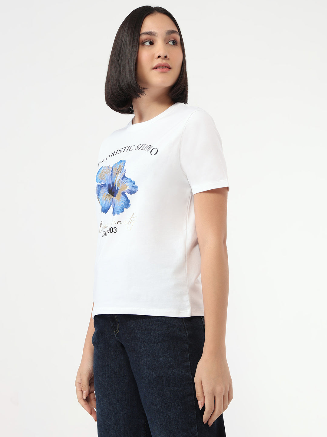 Women White Slim Fit T-Shirt