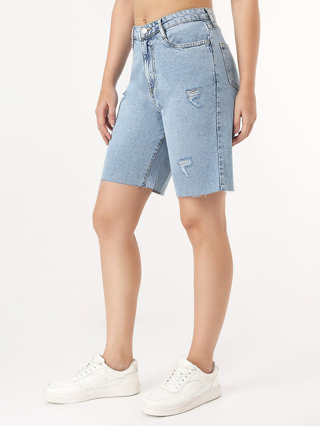 Women Light Blue Long Shorts