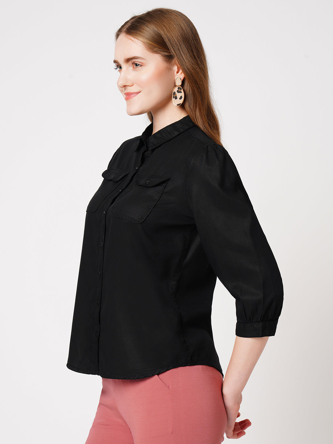 Women Black Slim Shirt