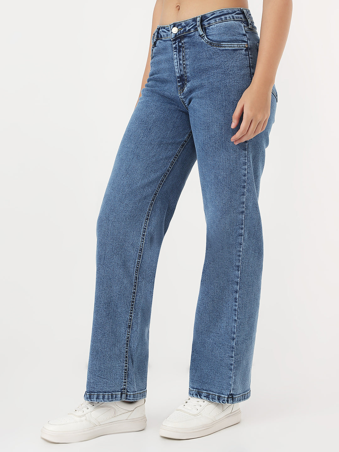 Women Medium Blue Loose Straight Jeans