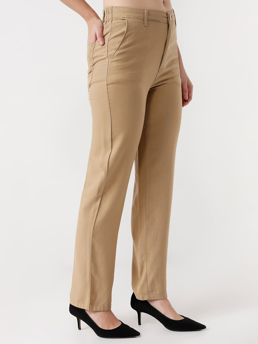 Women Wheat Loose Straight Fit Korean Pants