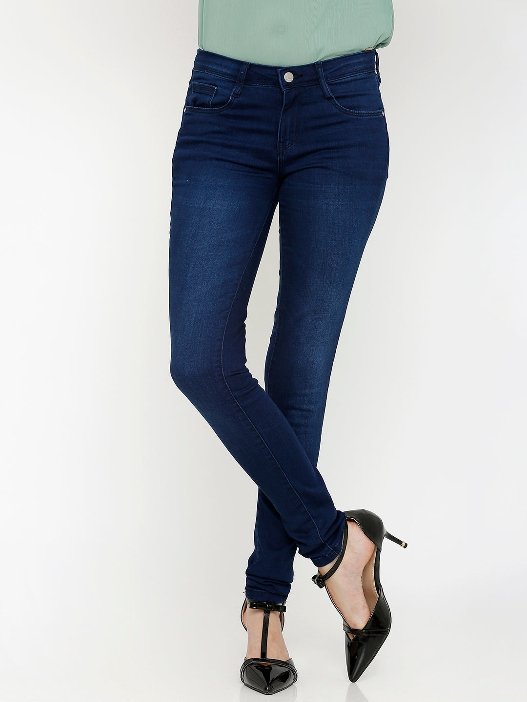 Women Ink Blue Mid-Rise Skinny Jeans
