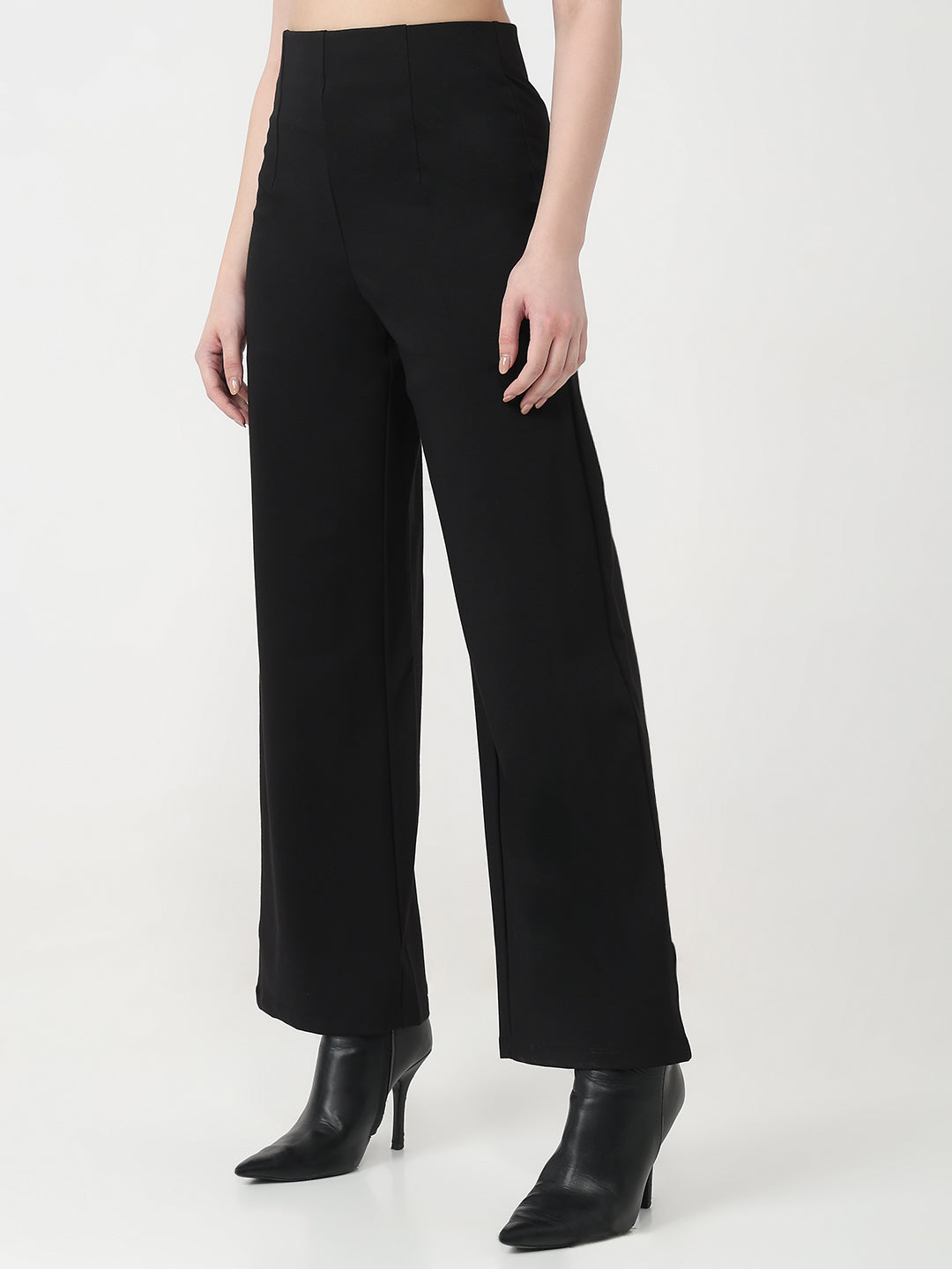 Women Black Wide Leg Treggings