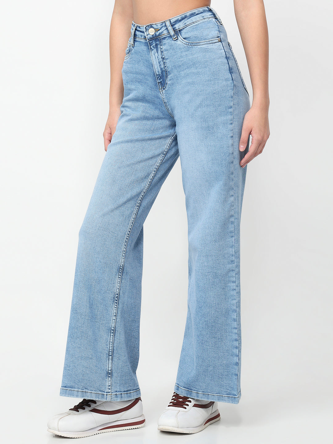 Women Blue Super Wide Leg Jeans