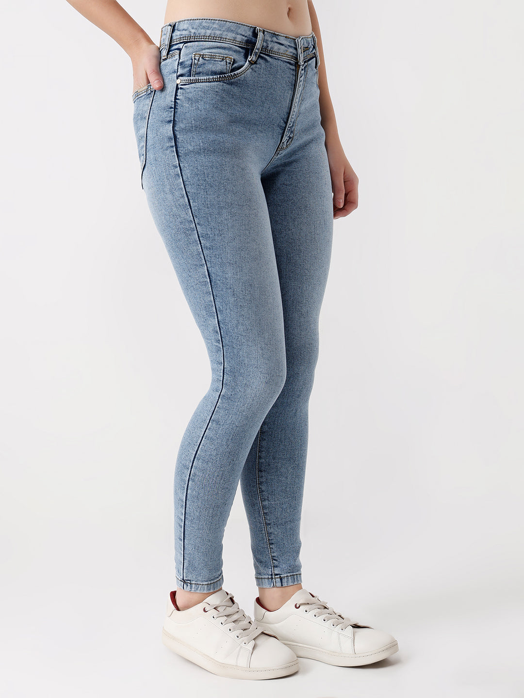 Women Light Blue High-Rise Skinny Jeans