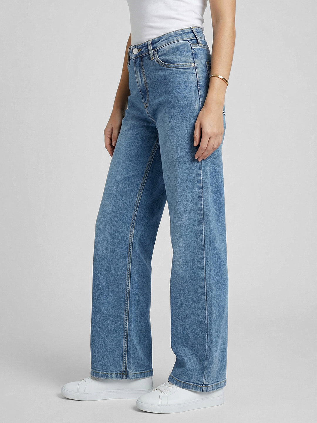 Women Blue High-Rise Baggy Jeans