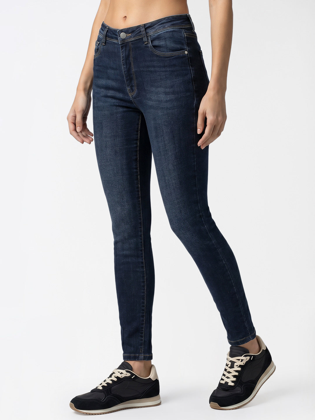 Women Dark Blue High-Rise Skinny Jeans