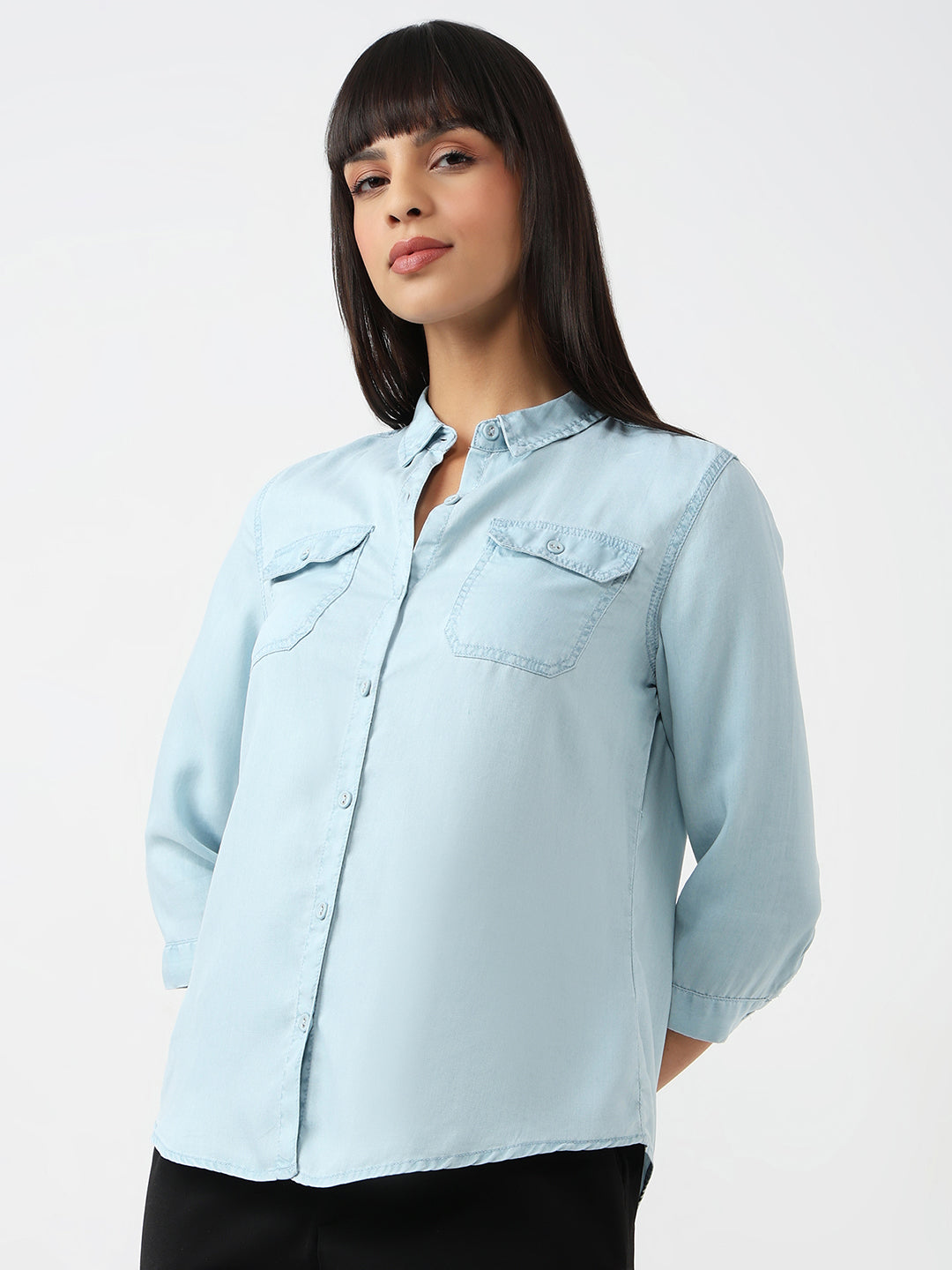 Women Women Light Blue Slim Denim Shirt