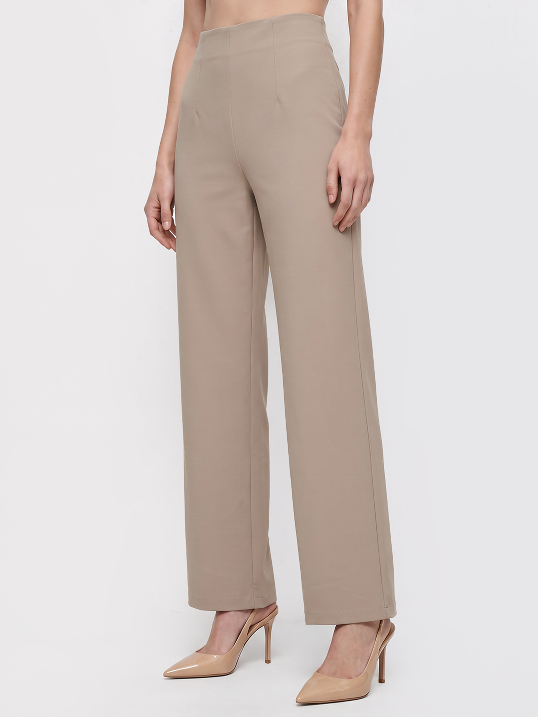 Women Beige Wide Leg Treggings