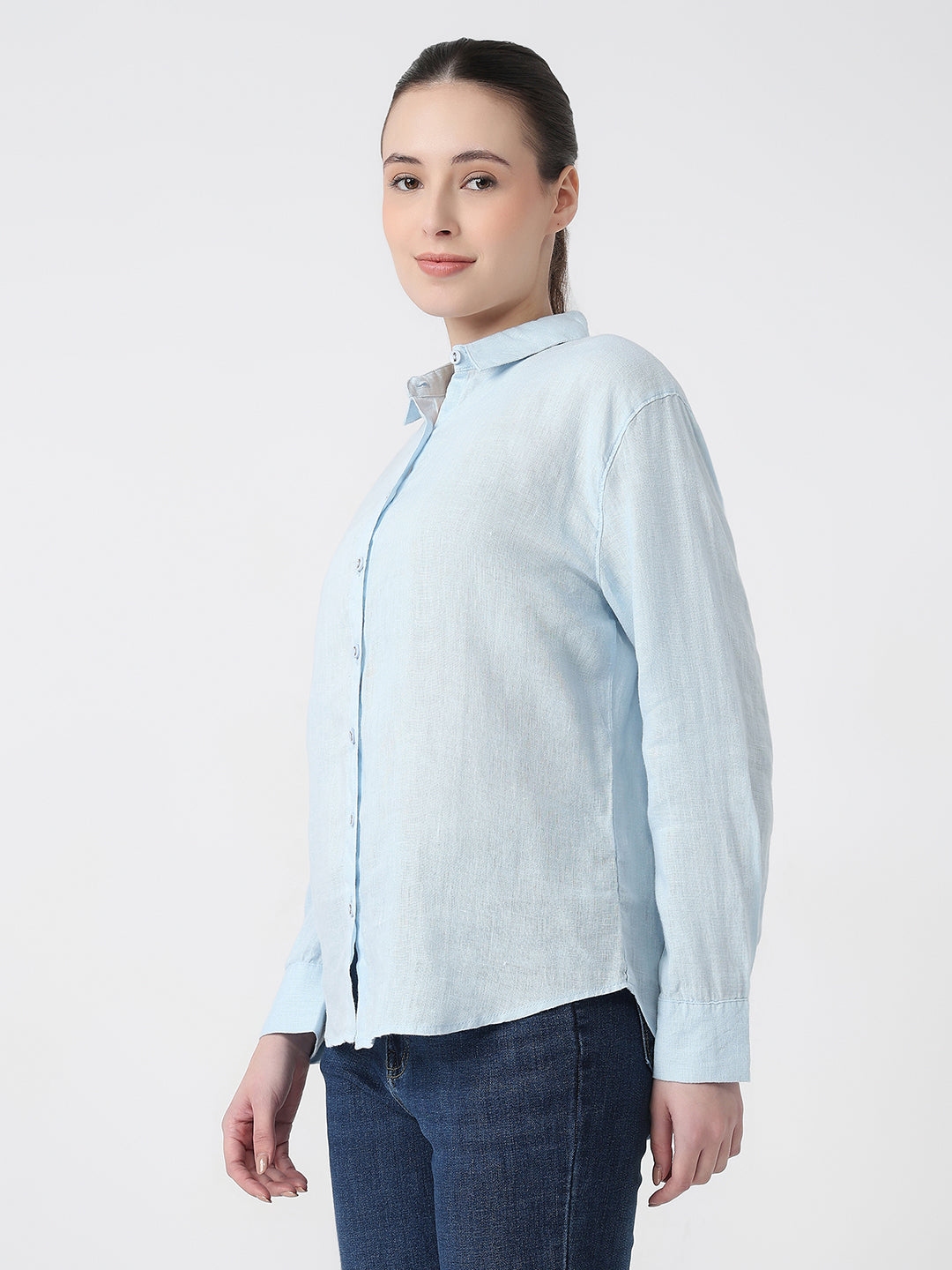 Women Sky Slim Fit Oversized Shirt