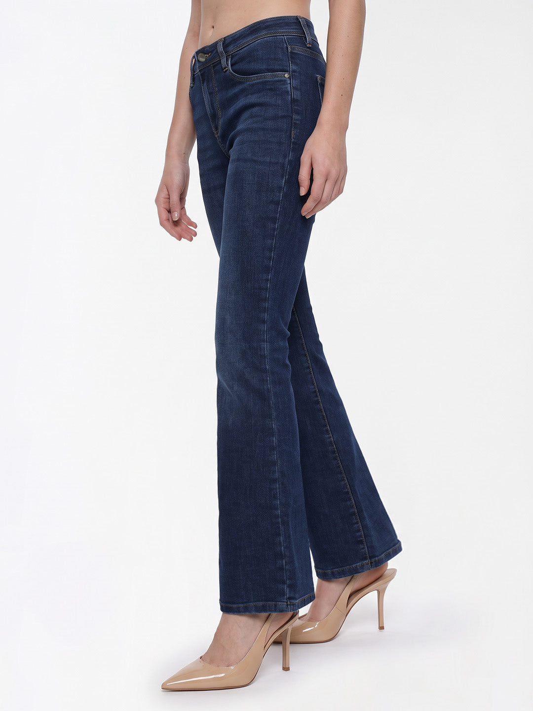 Blue High-Rise Flare Jeans