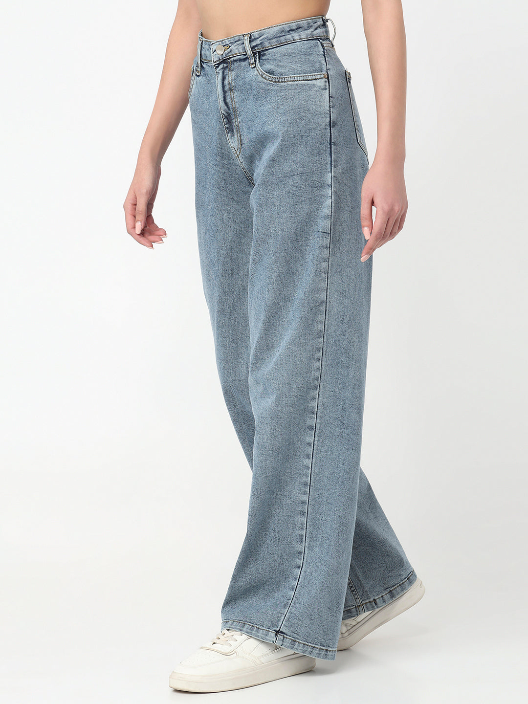 Women Blue High-Rise Baggy Jeans