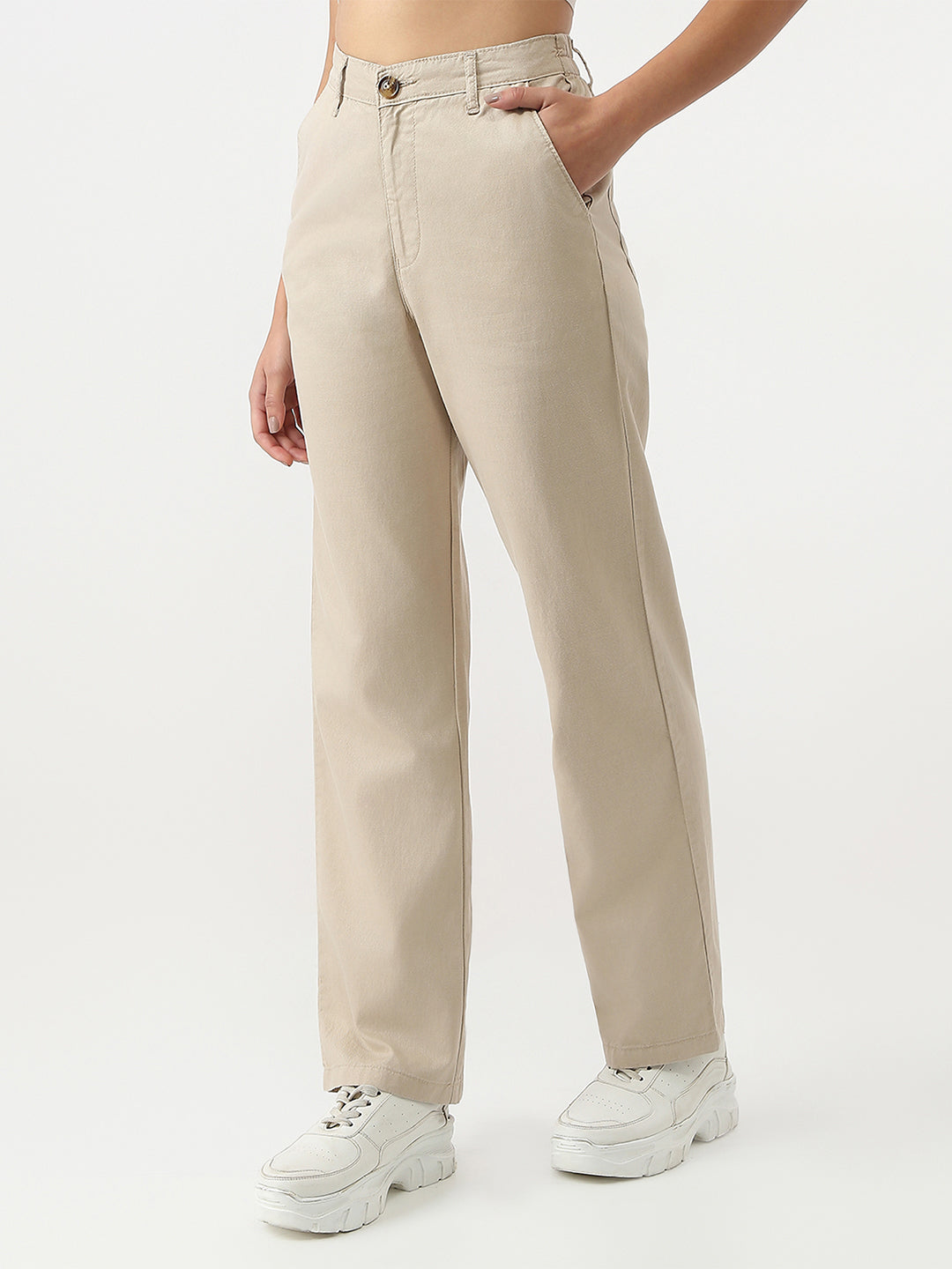 Women High-Rise Regular Fit Korean Pants