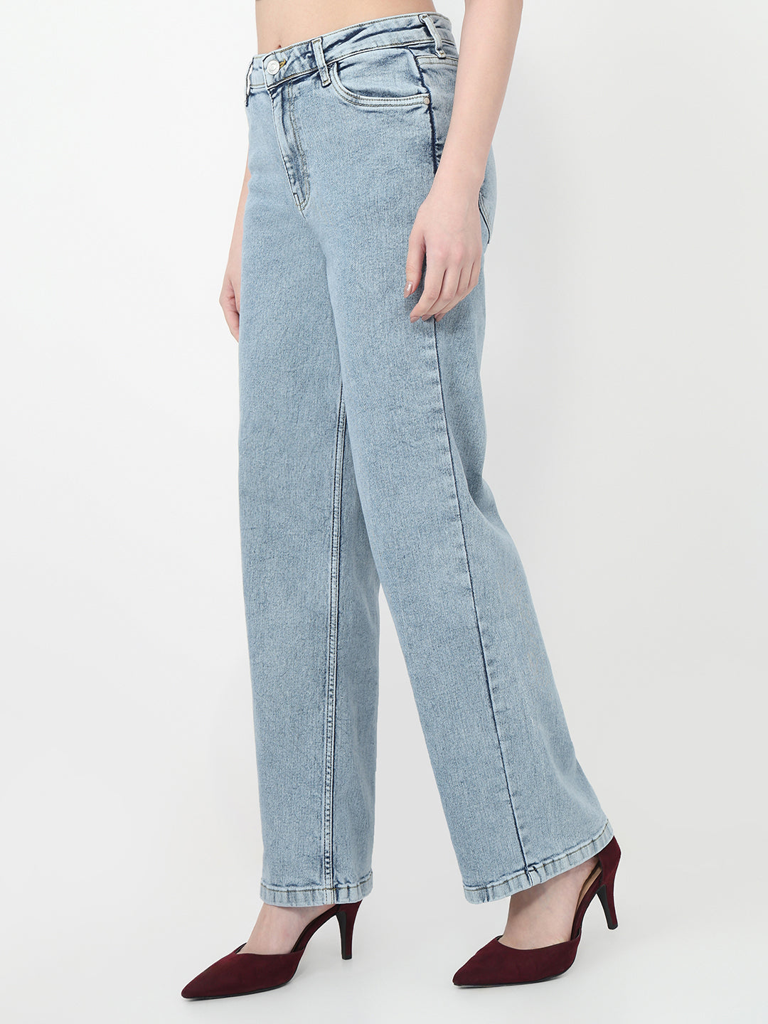 Women Blue High-Rise Wide Leg Jeans