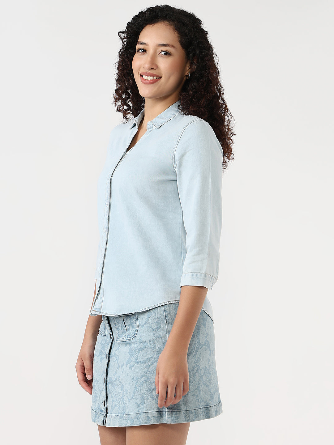 Women Blue Slim Shirt
