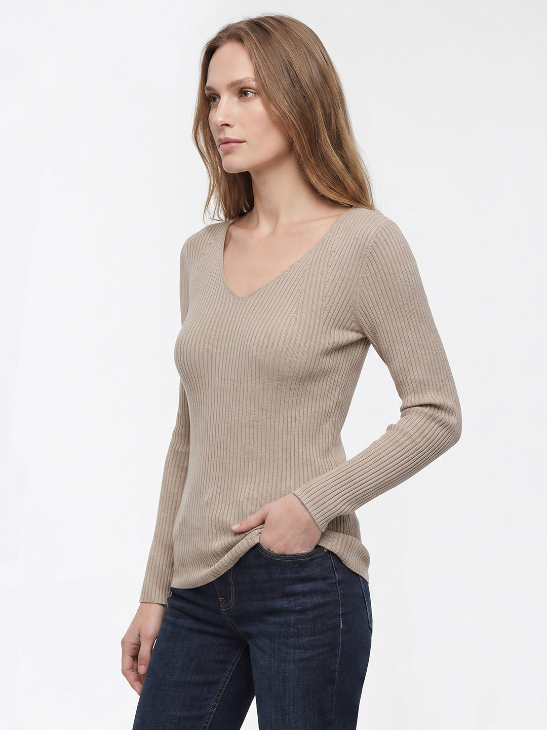 Women Champagne Flat Knit