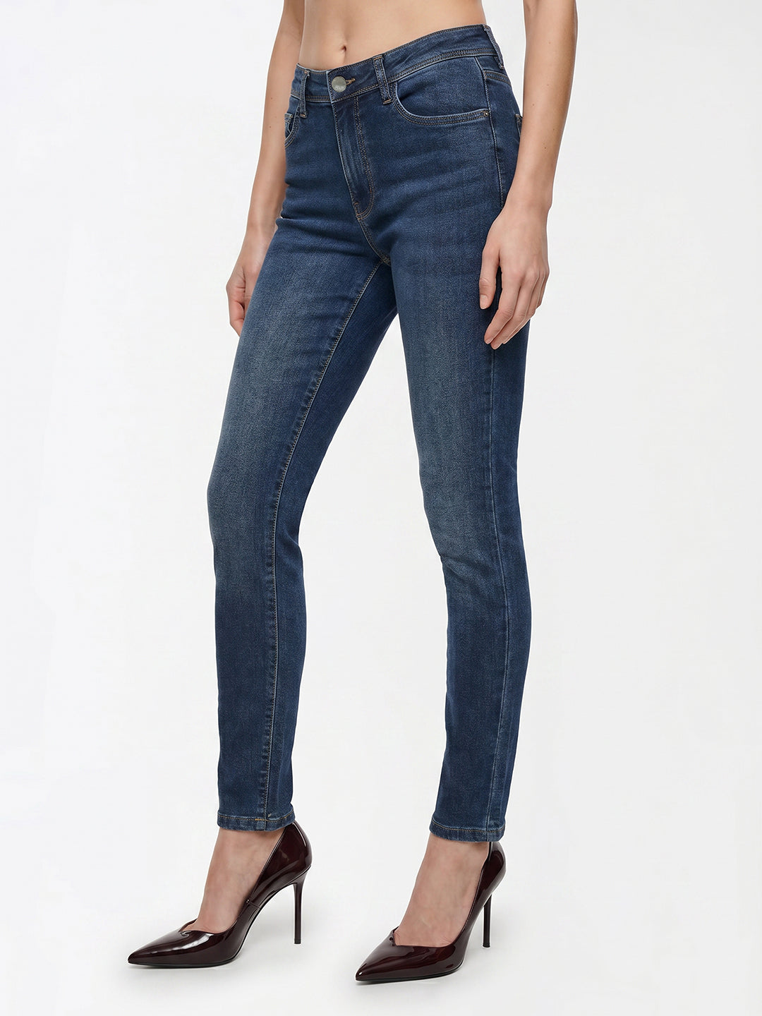 Women Blue Slim High-Rise Straight Fit Jeans
