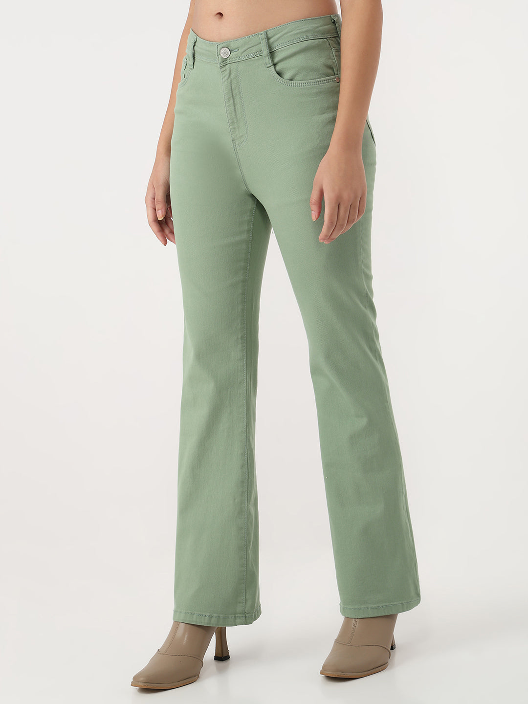 Women Mint High-Rise Flare Jeans