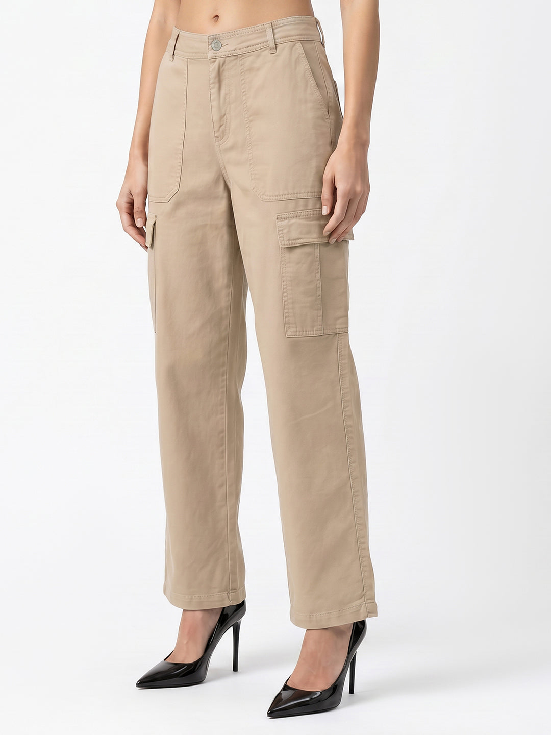 Women Beige Mid-Rise Cargo