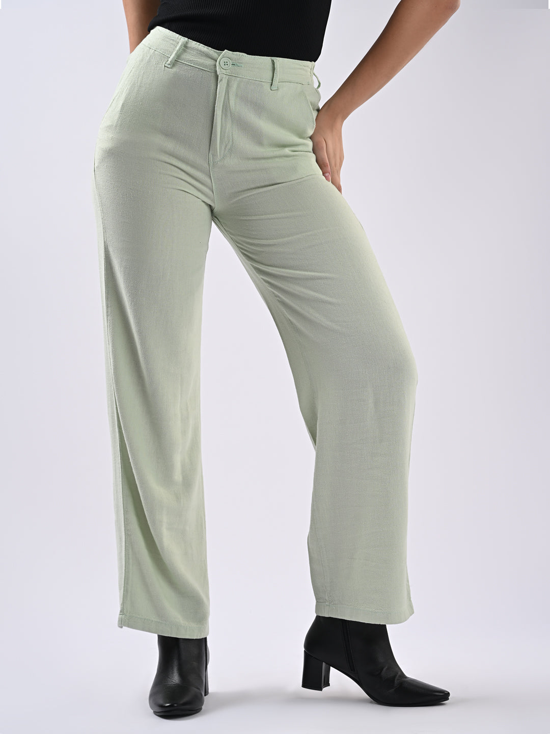Women High-Rise Wide Leg Korean Pants