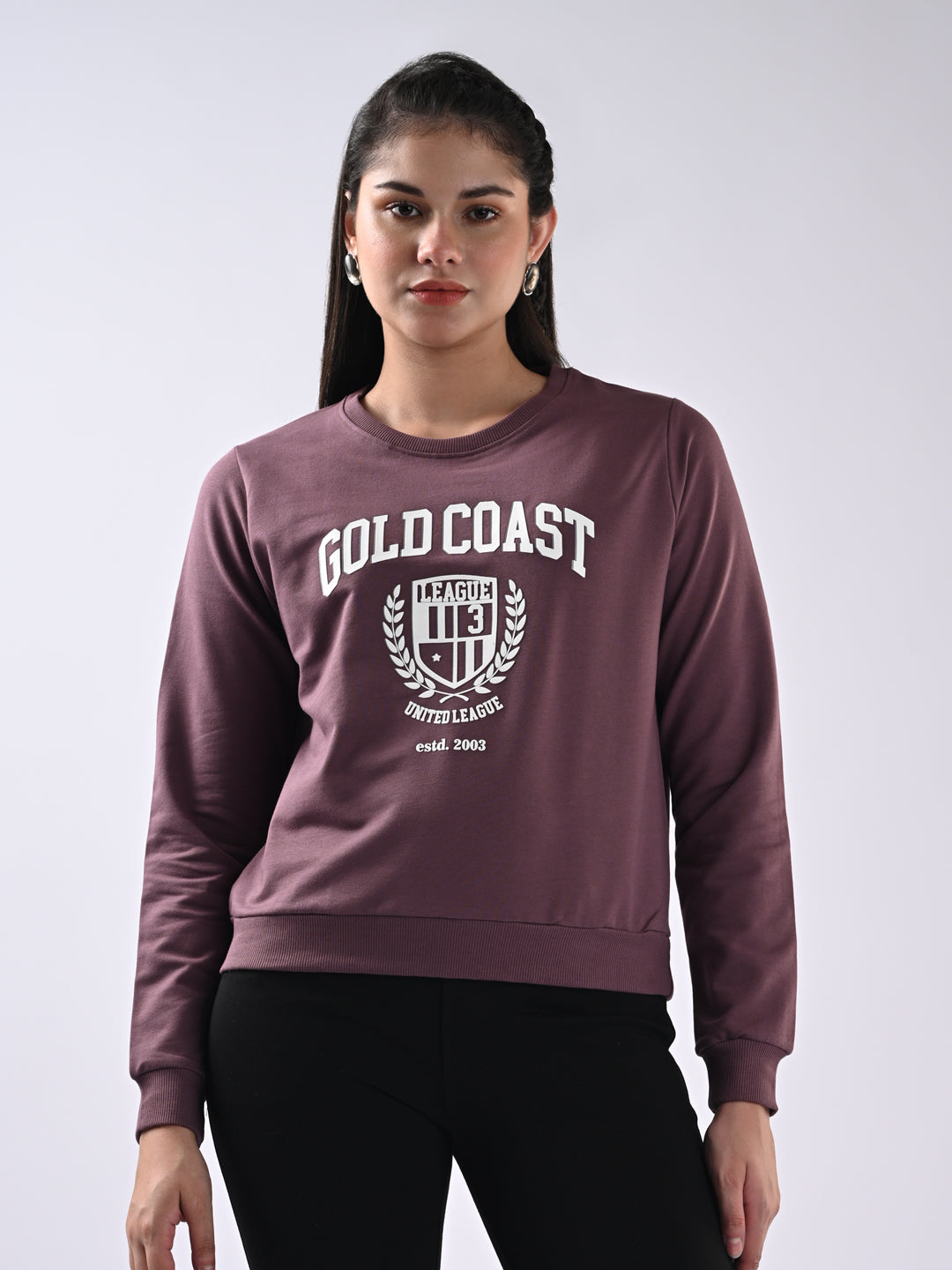 Women Mauve Slim Fit Sweatshirt