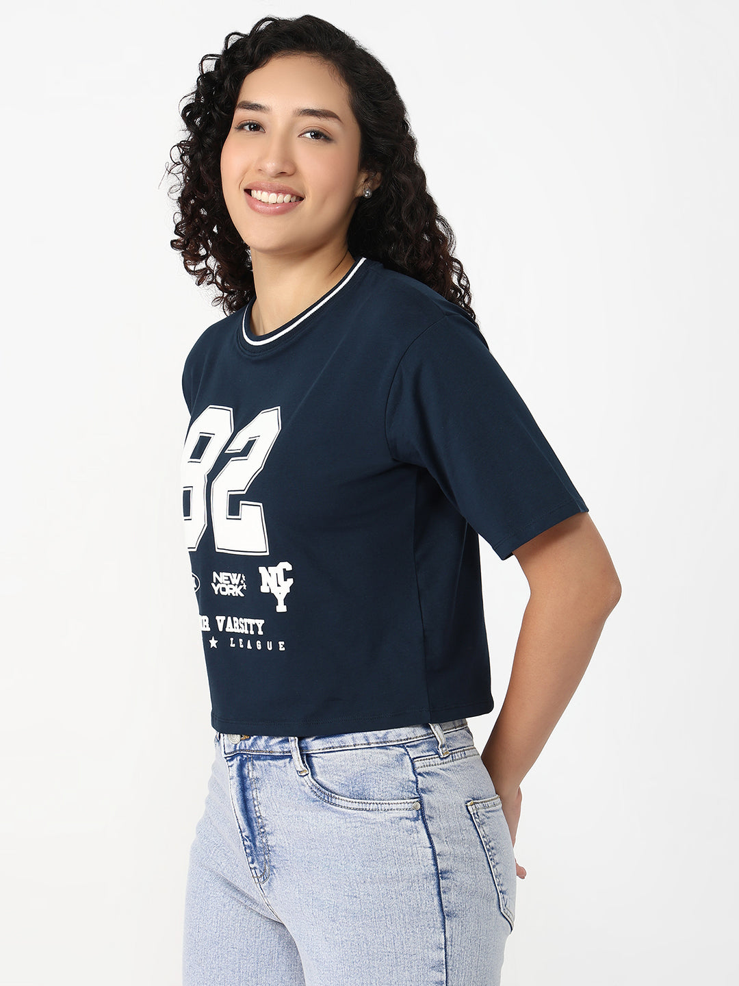 Women Airforce Slim Fit Graphic Crop T-Shirt