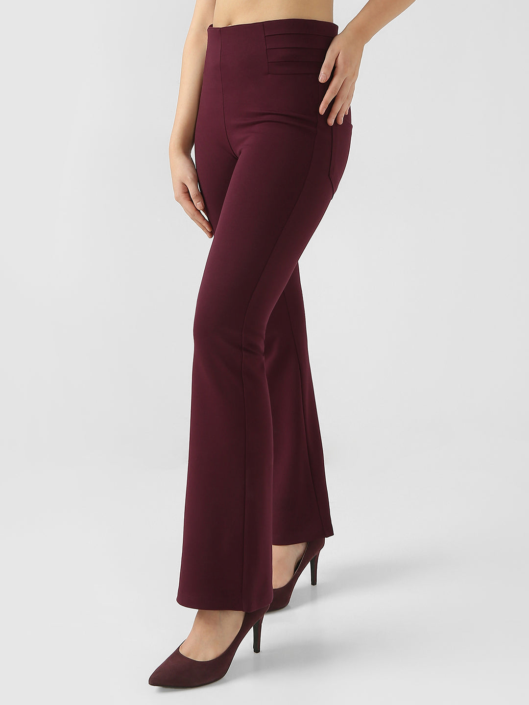 Women Wine Flare Treggings