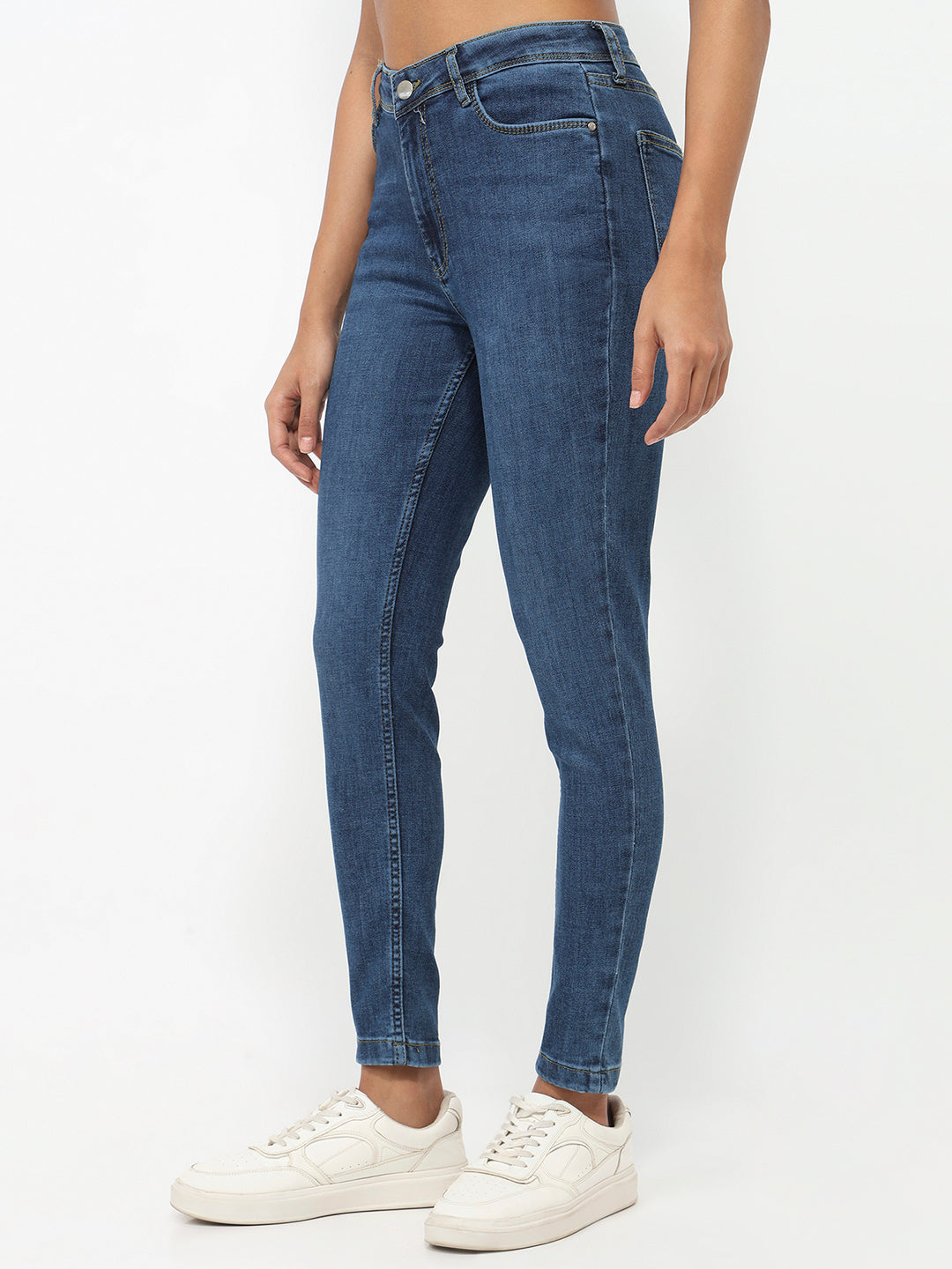 Women Dark Blue High-Rise Skinny Jeans