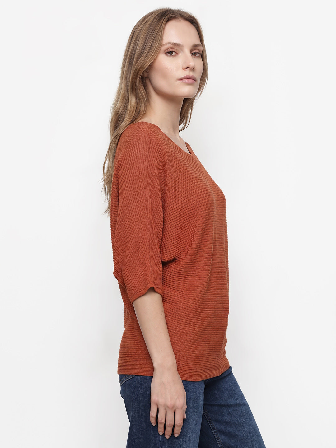 Women Burnt Orange Batsleeve Top