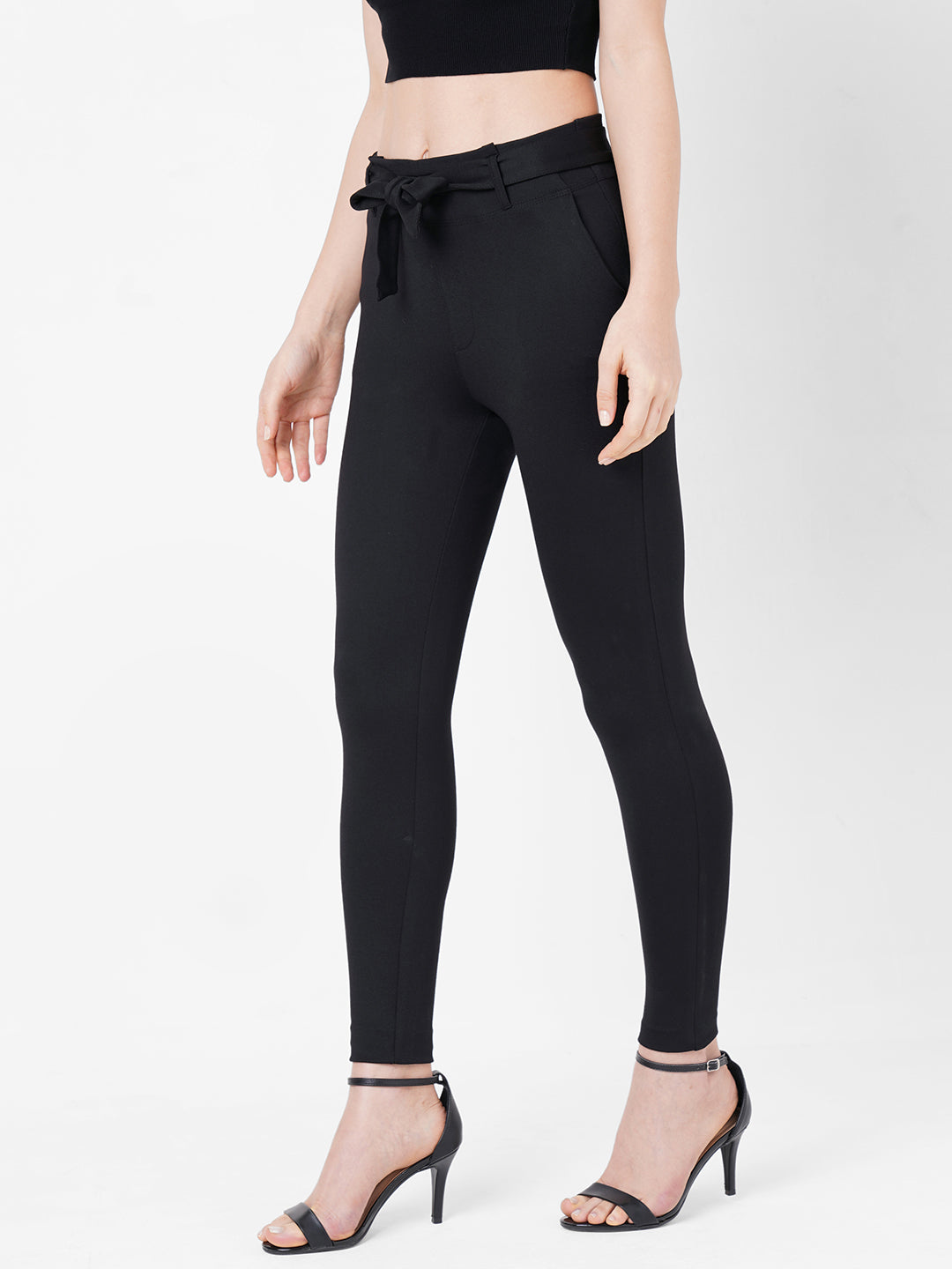 Women Black High-Rise Treggings