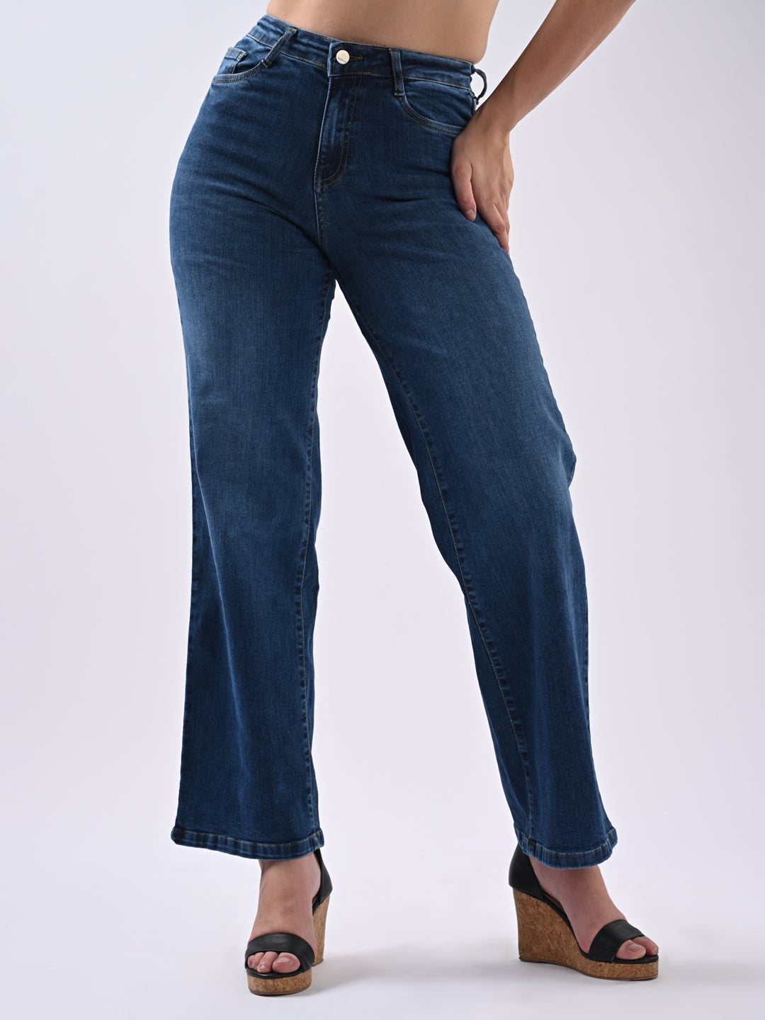 Women High Rise Wide Leg Jeans