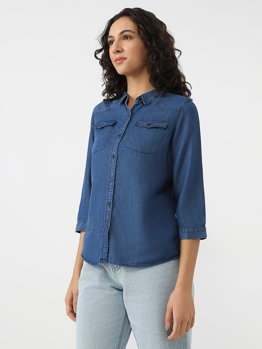 Women Blue Denim Shirt