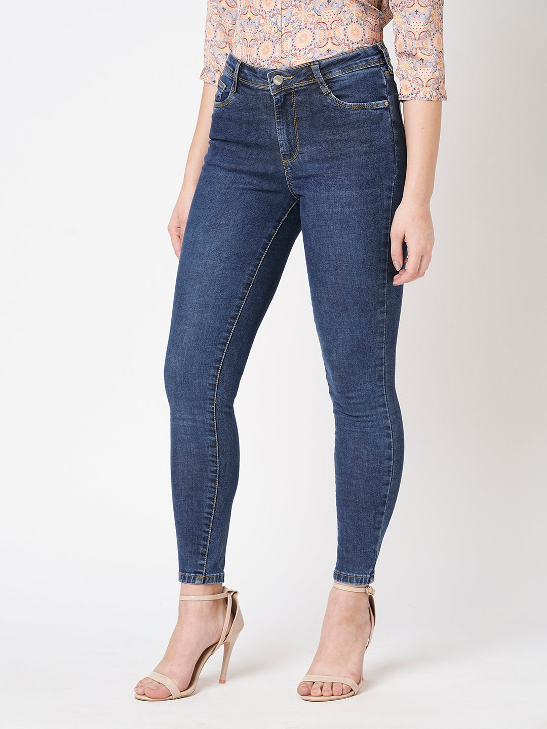 Women Dark Blue High-Rise Skinny Jeans