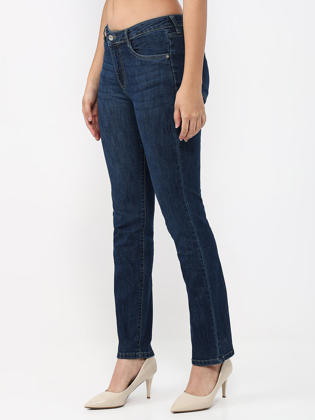 Women Dark Blue Slim Straight Fit Jeans